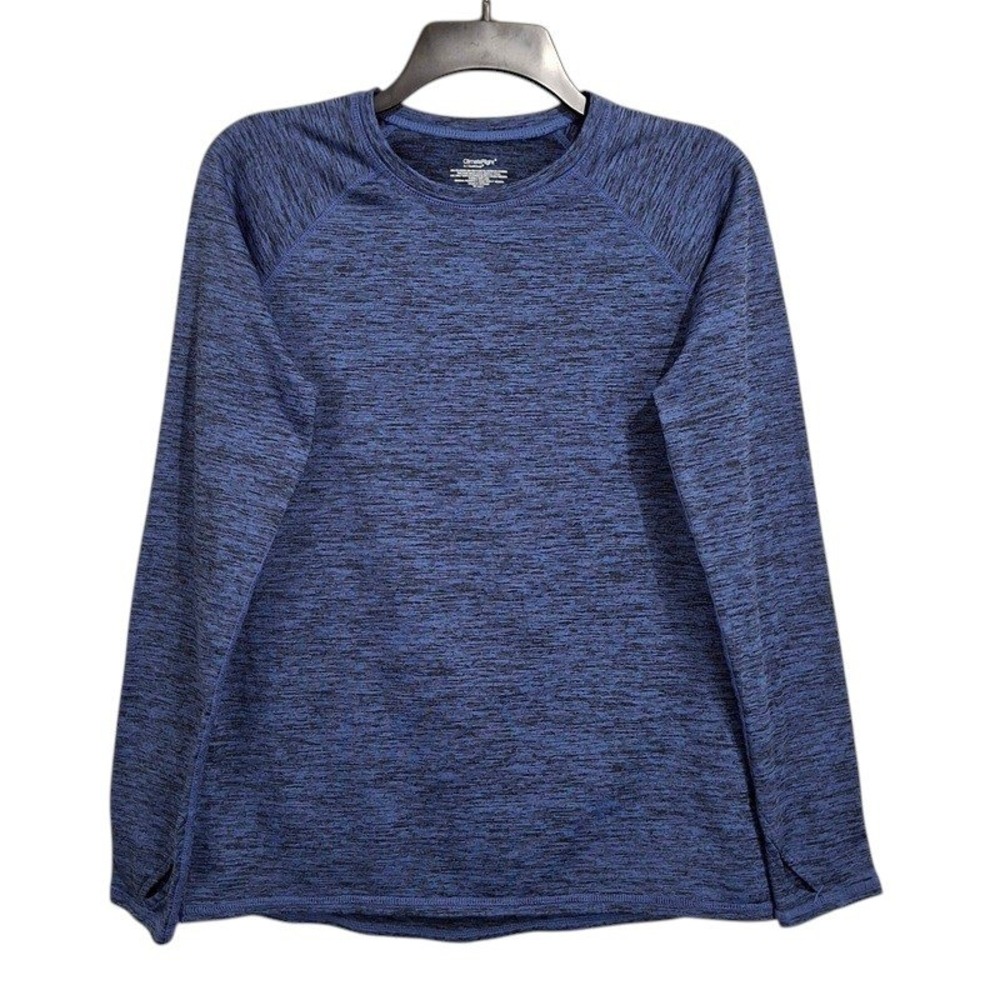 ClimateRight Cuddl Duds Top M S Blue Space Dye Long Raglan Sleeve Thumbholes